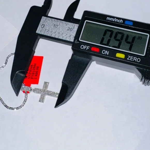 Real Diamond Cross Pendant, Faith Gift for her, Affordable Christmas present, - Picture 3 of 6